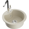 Mexen Diego Einbauspüle aus Granit 1-Becken mit Küchenarmatur Flora, beige - 6512-69-670401-07