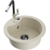 Mexen Diego Granitspüle einbecken mit Küchenarmatur Flora, beige - 6512-69-670401-07-B