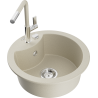 Mexen Diego Granitspüle 1-Becken mit Küchenarmatur Flora, beige - 6512-69-670401-09