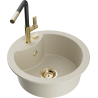 Mexen Diego Granitspüle 1-beckig mit Küchenarmatur Flora, beige - 6512-69-670401-57-G
