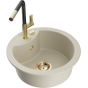 Mexen Diego Granitspüle 1-Kammer mit Küchenarmatur Flora, beige - 6512-69-670401-57-G