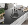 Mexen Diego Granitspüle 1-Becken mit Küchenarmatur Flora, grau - 6512-71-670401-00