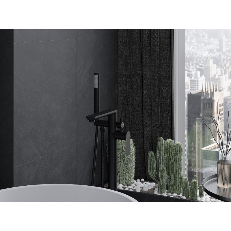 Mexen Leda freistehende Badewannenarmatur, schwarz - 75633-70