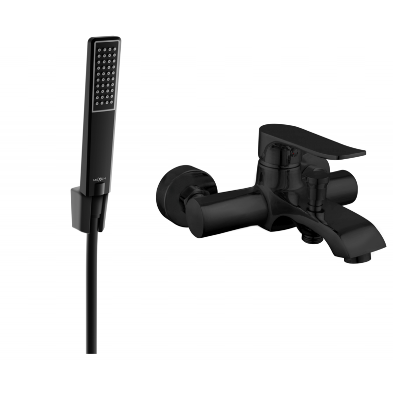 Mexen Pecos R72 Badewannenarmatur mit Duschset, Schwarz - 7273R72-70