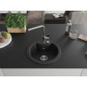 Mexen Diego Granitspüle 1-Becken mit Küchenarmatur Flora, Schwarz/Silber Metallic - 6512-73-670401-00