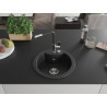 Mexen Diego Granitspüle, ein Becken, mit Küchenarmatur Flora, schwarz/silberner Metallic - 6512-73-670401-07