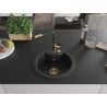Mexen Diego Granitspüle 1-Becken mit Küchenarmatur Flora, schwarz/silber metallic - 6512-73-670401-57-G