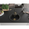 Mexen Diego Granitspüle 1-beckig mit Küchenarmatur Flora, schwarz/silber-metallic - 6512-73-670401-57-G