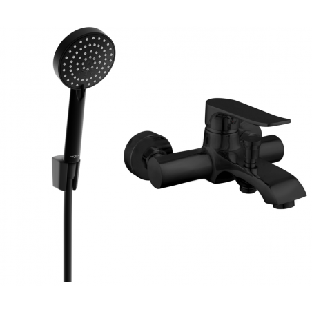 Mexen Pecos R75 Badewannenarmatur mit Duschset, schwarz - 7273R75-70