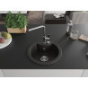 Mexen Diego Granitspüle 1-becken mit Küchenarmatur Flora, schwarz/gold metallisch - 6512-75-670401-00
