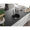 Mexen Diego Granitspüle 1-becken mit Küchenarmatur Flora, schwarz/gold metallisch - 6512-75-670401-00