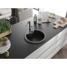 Mexen Diego granitspüle mit 1 Becken mit Küchenarmatur Flora, schwarz/gold metallic - 6512-75-670401-07-B