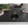 Mexen Diego granitspüle 1-becken mit Küchenarmatur Flora, schwarz/gold metallisch - 6512-75-670401-57-G