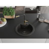 Mexen Diego Granitspüle 1-Becken mit Küchenarmatur Flora, schwarz/gold metallic - 6512-75-670401-57-B