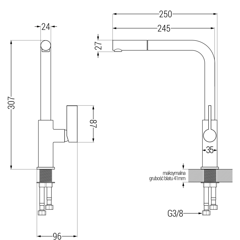 Mexen Diego Granitspüle 1-beckig mit Küchenarmatur Flora, schwarz/gold metallic - 6512-75-670401-57-B
