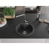 Mexen Diego Granitspüle 1-becken mit Küchenarmatur Flora, schwarz gesprenkelt - 6512-76-670401-00