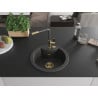 Mexen Diego Granitspüle 1-Bowl mit Küchenarmatur Flora, schwarz gesprenkelt - 6512-76-670401-75-G