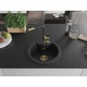 Mexen Diego Granitspüle 1-Becken mit Küchenarmatur Flora, schwarz - 6512-77-670401-57-G