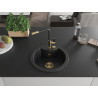 Mexen Diego Granitspüle 1-Komponenten mit Küchenarmatur Flora, schwarz - 6512-77-670401-57-G