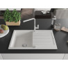 Mexen Bruno Granitspüle 1-Becken mit Abtropffläche und Küchenarmatur Flora, weiß - 6513-20-670401-00