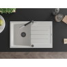 Mexen Bruno Granitspüle 1-Becken mit Abtropffläche und Küchenarmatur Flora, weiß - 6513-20-670401-07-B