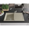 Mexen Bruno granitspüle 1-becken mit abtropffläche und Küchenarmatur Flora, beige - 6513-69-670401-07