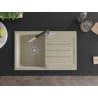 Mexen Bruno granitspüle 1-becken mit abtropffläche und Küchenarmatur Flora, beige - 6513-69-670401-07