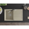 Mexen Bruno Granitspüle 1-beckig mit Abtropffläche und Küchenarmatur Flora, beige - 6513-69-670401-07