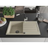 Mexen Bruno Granitspüle 1-Becken mit Abtropffläche und Küchenarmatur Flora, beige - 6513-69-670401-07-B