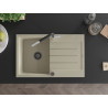 Mexen Bruno Granitspüle 1-beckig mit Abtropffläche und Küchenarmatur Flora, beige - 6513-69-670401-07-B