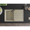 Mexen Bruno Granitspüle 1-Kammer mit Abtropffläche und Küchenarmatur Flora, beige - 6513-69-670401-57-G