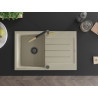 Mexen Bruno Granitspüle 1-Becken mit Abtropffläche und Küchenarmatur Flora, beige - 6513-69-670401-57-B