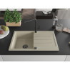 Mexen Bruno Granitspüle 1-Becken mit Abtropffläche und Küchenarmatur Flora, beige - 6513-69-670401-70-B