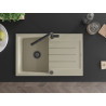 Mexen Bruno Granitspüle 1-Becken mit Abtropffläche und Küchenarmatur Flora, beige - 6513-69-670401-70-B