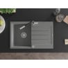 Mexen Bruno Granitspüle 1-Becken mit Abtropffläche und Küchenarmatur Flora, Grau - 6513-71-670401-07