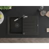 Mexen Bruno Granitspüle 1-beckig mit Abtropffläche und Küchenarmatur Flora, schwarz/gold metallisch - 6513-75-670401-07-B
