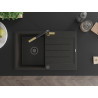 Mexen Bruno Granitspüle 1-beckig mit Abtropffläche und Küchenarmatur Flora, schwarz/gold Metallic - 6513-75-670401-57-B