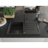 Mexen Bruno Granitspüle 1-Becken mit Abtropffläche und Küchenarmatur Flora, schwarz/gold metallic - 6513-75-670401-70-B
