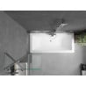 Mexen Cube rechteckige Badewanne 170 x 80 cm mit Verkleidung und einflügeliger 50 cm Paravent, transparent, Chrom