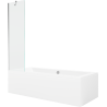 Mexen Cube rechteckige Badewanne 170 x 80 cm mit Verkleidung und einflügeliger 50 cm Paravent, transparent, Chrom