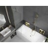 Mexen Cube Rechteckige Badewanne 170 x 80 cm mit Verkleidung und 1-flügeliger Abtrennung 50 cm, transparent, gold