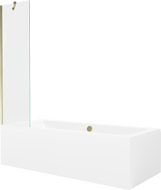 Mexen Cube Rechteckige Badewanne 170 x 80 cm mit Verkleidung und 1-flügeliger Abtrennung 50 cm, transparent, gold