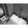 Mexen Cube Rechteckige Badewanne 170 x 80 cm mit Verkleidung und 1-flügeliger Duschwand 50 cm, transparent, schwarz