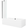 Mexen Cube Rechteckige Badewanne 170 x 80 cm mit Verkleidung und 1-flügeliger Duschwand 50 cm, transparent, schwarz