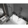 Mexen Cube Rechteckige Badewanne 170 x 80 cm mit Verkleidung und 1-flügeligem Schirm 50 cm, schwarzes Muster