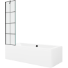 Mexen Cube Rechteckige Badewanne 170 x 80 cm mit Verkleidung und 1-flügeliger Trennwand 50 cm, schwarzes Muster