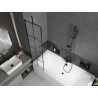 Mexen Cube Rechteckige Badewanne 170 x 80 cm mit Verkleidung und 1-flügeliger Trennwand 50 cm, schwarzes Muster