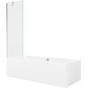 Mexen Cube Rechteckige Badewanne 170 x 80 cm mit Verkleidung und 1-flügeliger Duschwand 60 cm, transparent, Chrom