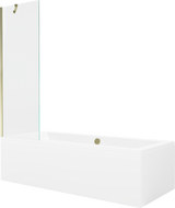 Mexen Cube Rechteckige Badewanne 170 x 80 cm mit Verkleidung und einflügeliger Trennwand 60 cm, transparent, gold