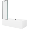 Mexen Cube Rechteckige Badewanne 170 x 80 cm mit Verkleidung und 1-flügeliger Wandschirm 60 cm, schwarzes Muster